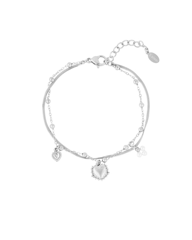 dubbele armband met hart bedel