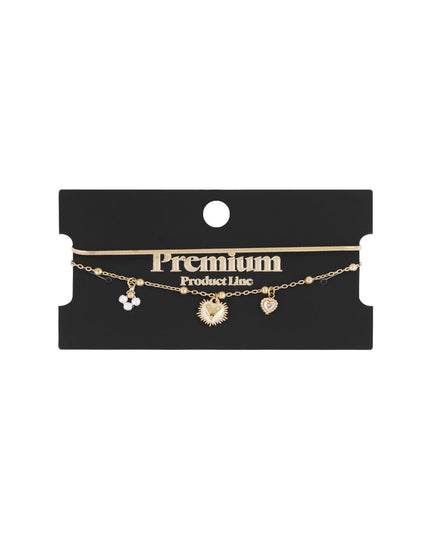 dubbele armband met hart bedel