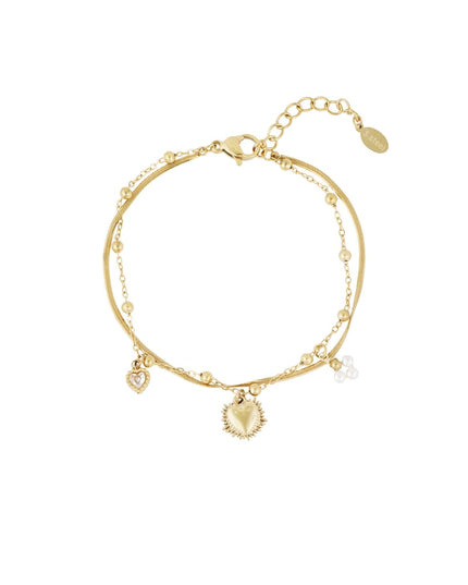 dubbele armband met hart bedel