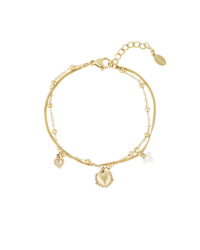 dubbele armband met hart bedel