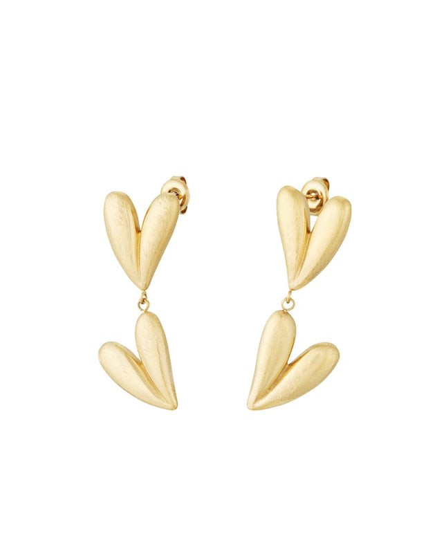 double heart oorbellen