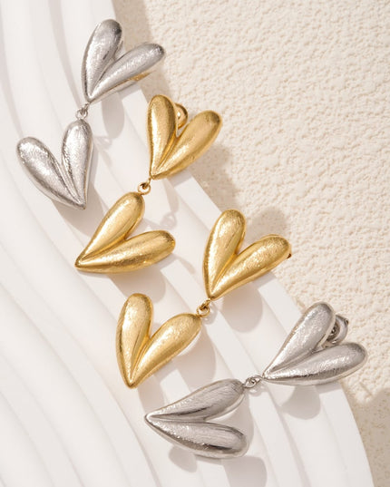 double heart oorbellen