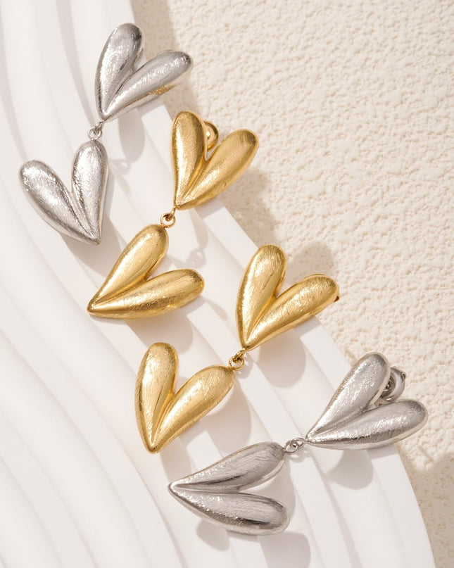 double heart oorbellen