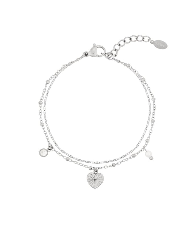 Love Love Love Armband - Zilverkleur