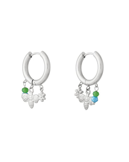 Bijenhanger oorbellen - zilverkleur