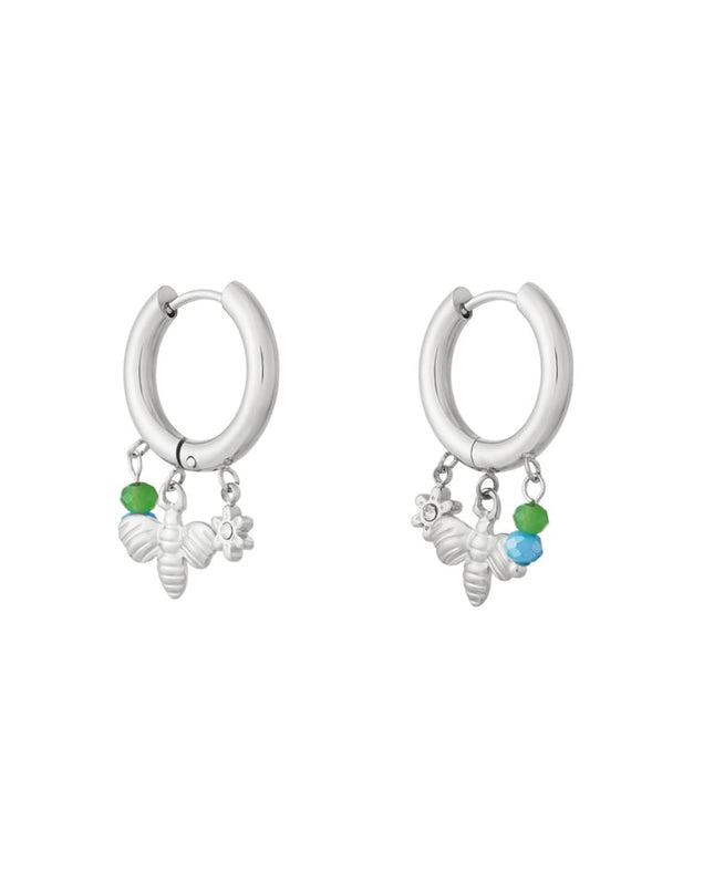 Bijenhanger oorbellen - zilverkleur