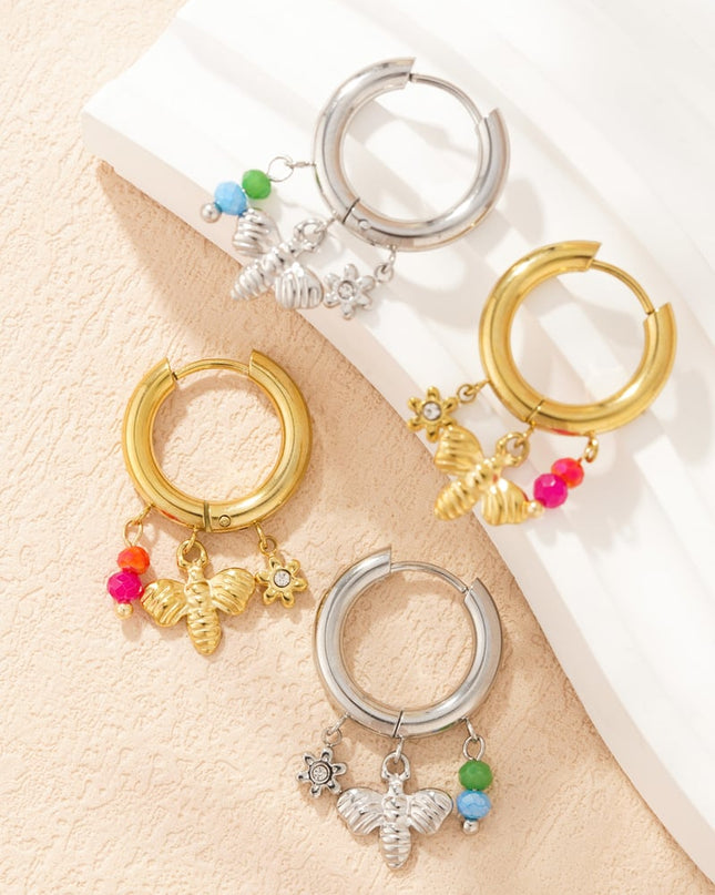 Bijenhanger oorbellen - zilverkleur