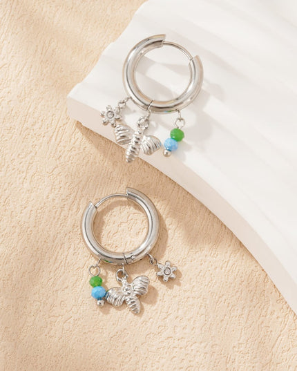 Bijenhanger oorbellen - zilverkleur