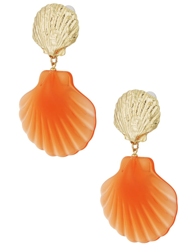 roze schelp oorbellen - roze & 