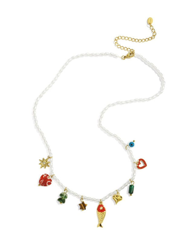 Roestvrijstalen kralenkettingen met vis, casual, vakantie/strand, romantische serie, damessieraden