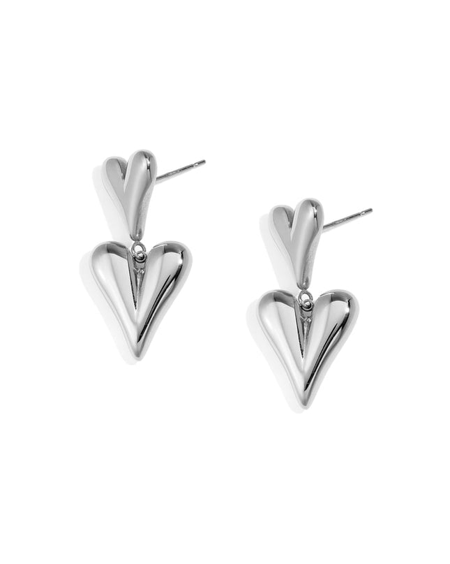 Oorbellen van roestvrij staal met hartjes, casual, dagelijks, eenvoudig, serie, damessieraden