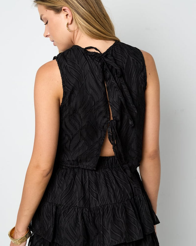 Co-ord Set White Leaves - Sleeveless Tops