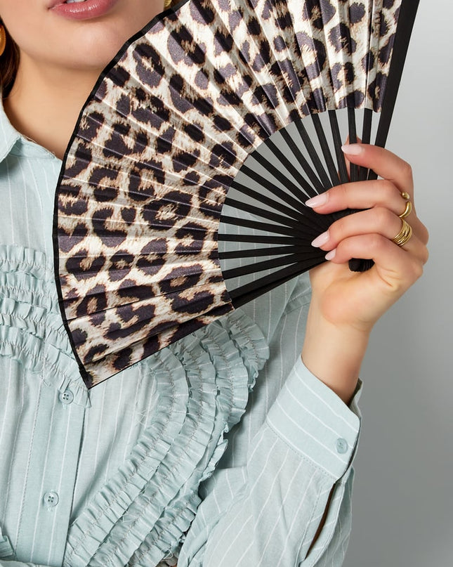 Leopard Print Folding Fan