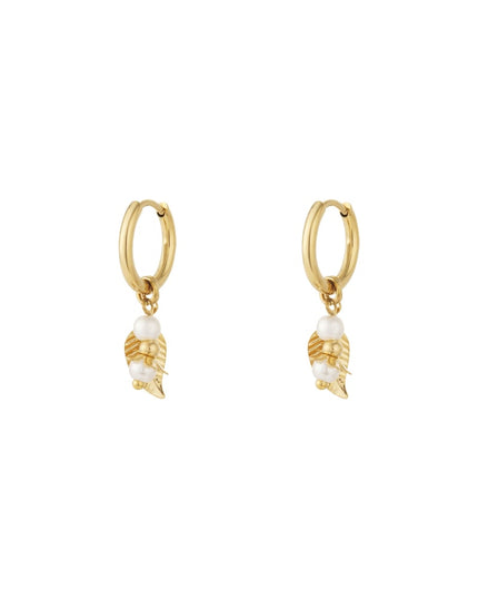 oorbellen blad met parels