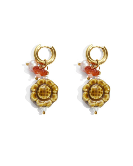 Stainless Steel Drop Earrings Flower Casual Daily Simple Series Women's jewelry