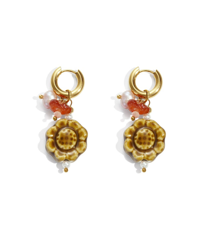 Stainless Steel Drop Earrings Flower Casual Daily Simple Series Women's jewelry