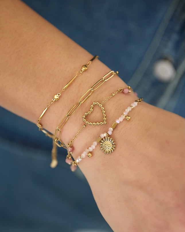 Roestvrijstalen bedelarmbanden met bloemmotief, casual en eenvoudig voor dagelijks gebruik, dames sieraden