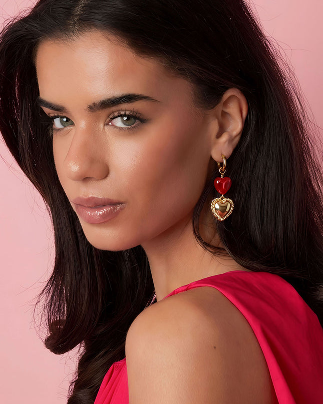 Oorringen met hangers in hart vorm