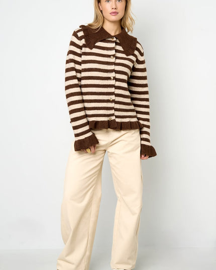 Polyester fiber (polyester) Knit cardigan Stripes Casual Fall/Winter  Clothes