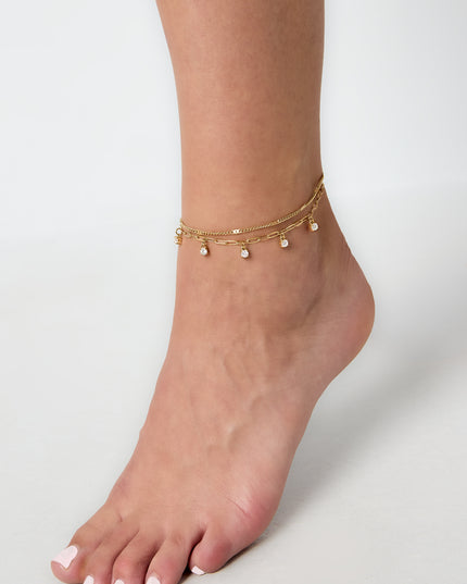 Elegant Gold-Toned Multi-Layered Anklet for Summer
