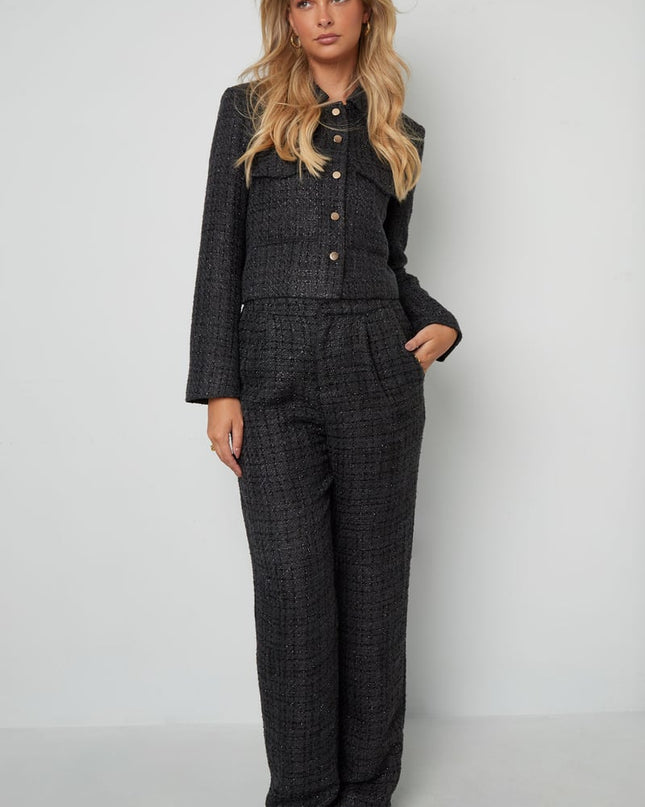 Polyester fiber (polyester) Straight pants Checkered Elegant Fall/Winter  Clothes