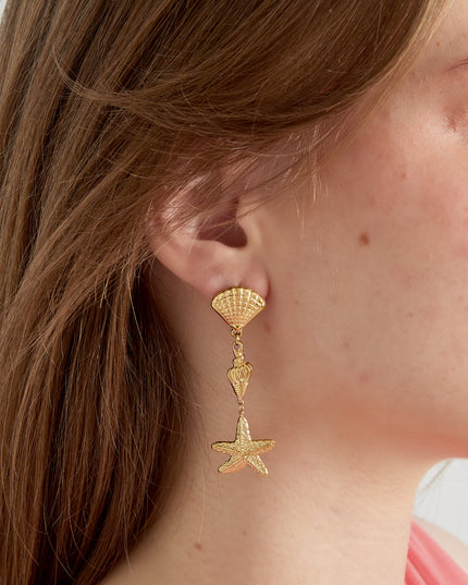 Drievoudige schelp oorbellen