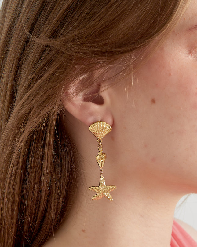 Drievoudige schelp oorbellen