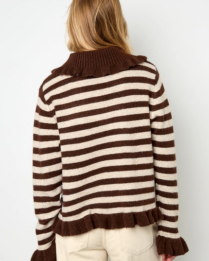 Polyester fiber (polyester) Knit cardigan Stripes Casual Fall/Winter  Clothes