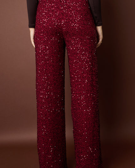 Polyestervezel (polyester) Rechte broek Pailletten Elegante herfst/winterkleding