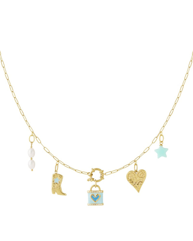 DIY-ketting van een blauw hart