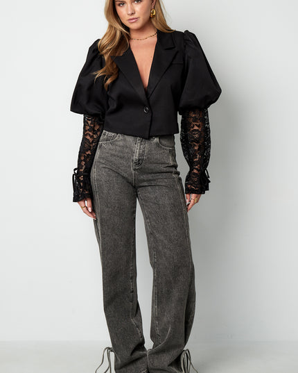 Trendy Short Blazer With Lace