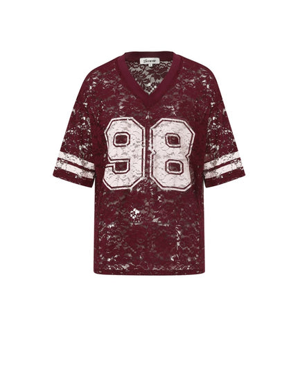 V-Neck Lace American T-shirt