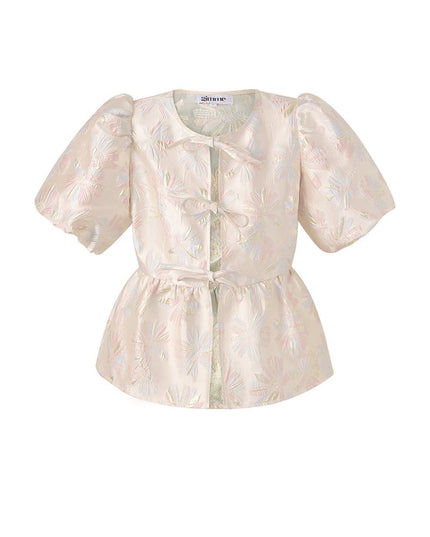 Short sleeve top floral - Champagne