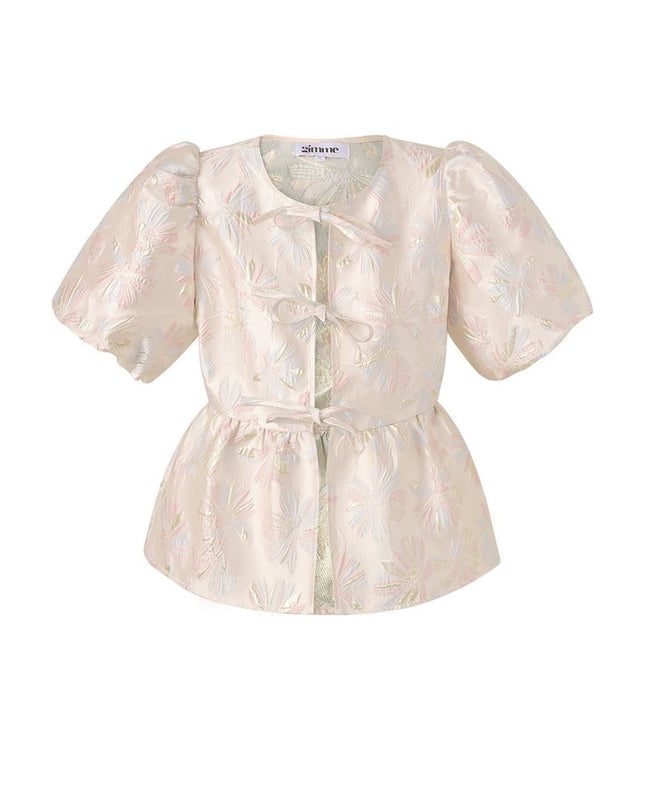 Short sleeve top floral - Champagne