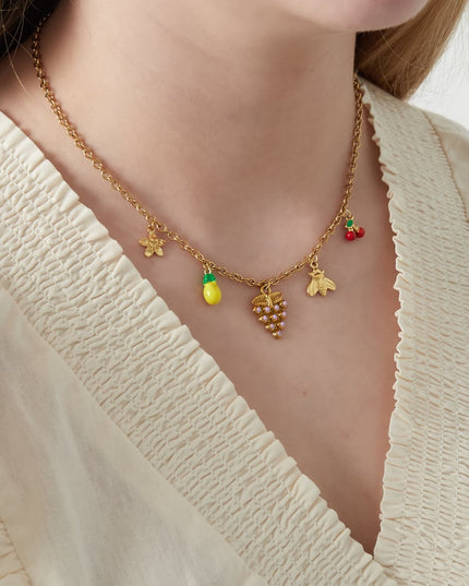 Fruitige bedeltjes ketting