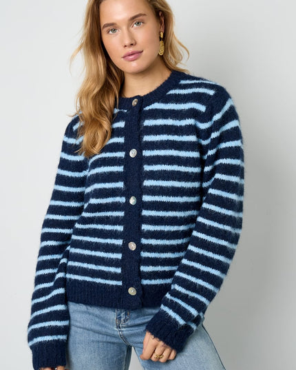 Polyester fiber (polyester) Knit cardigan Stripes Casual Fall/Winter  Clothes