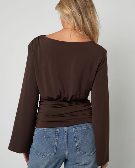 Fitted top with flared sleeves