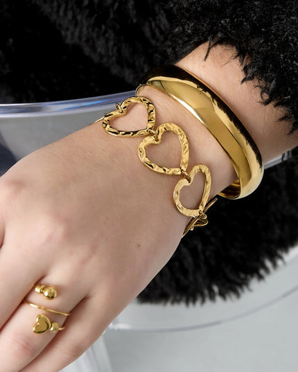 Roestvrijstalen kettingarmbanden met hart, casual, dagelijks, eenvoudig, serie, damessieraden