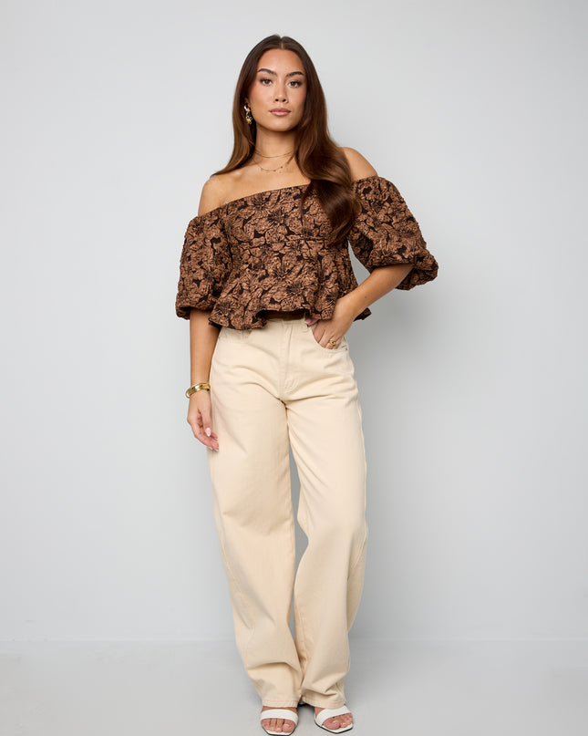 pof mouw top met textuur