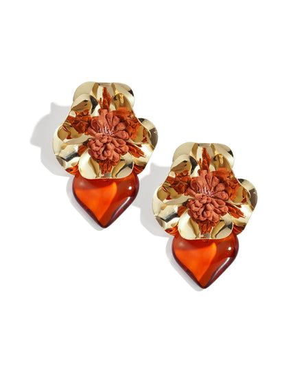 Oorbellen met ijzeren druppel, bloem, dagelijkse etnische serie, damessieraden