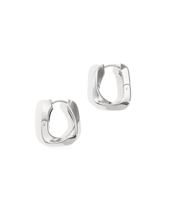 Rechthoekige hoepeloorbellen van roestvrij staal, casual, dagelijks, eenvoudig, serie, damessieraden