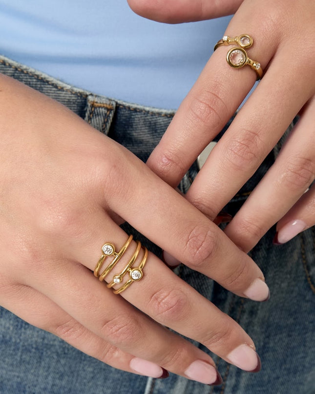 Stainless Steel Statement Rings lines Casual Daily Simple Series Women's jewelry