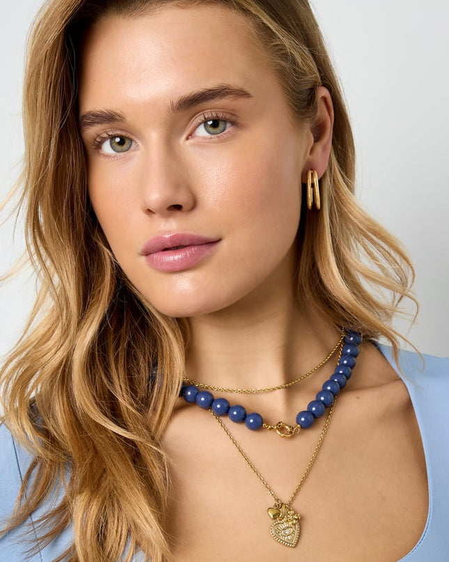 Colored small bead necklace-12mm