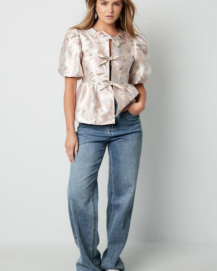 Short sleeve top floral - Champagne