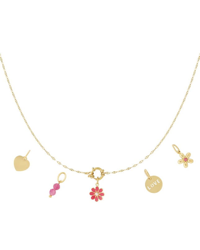 Rode bloemen DIY ketting