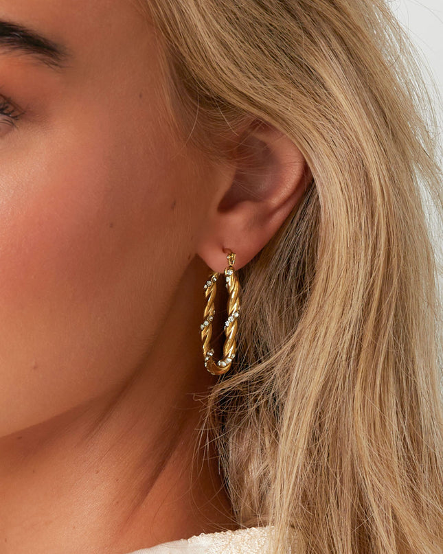 Twisted Sparkle Hoop oorbellen