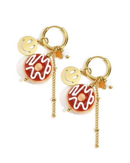 Oorbellen van roestvrij staal, eten, casual, dagelijks, eenvoudig, serie, damessieraden