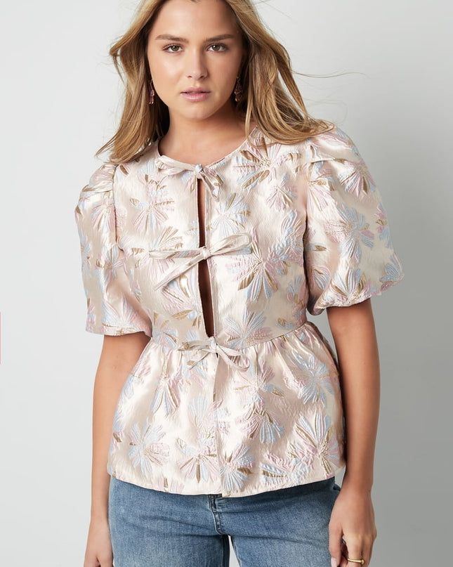Short sleeve top floral - Champagne