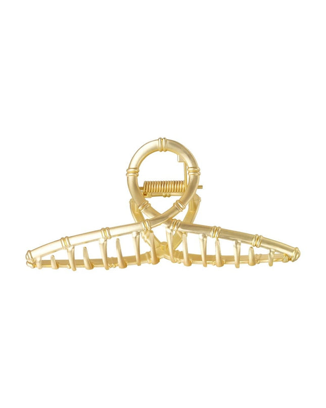 Grote metalen haarclip in Goud kleurkleur met faux bamboe accenten Vintage Goud kleur Metaal