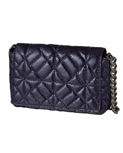 Metallic handbag with large Gold Color chain Purple PU